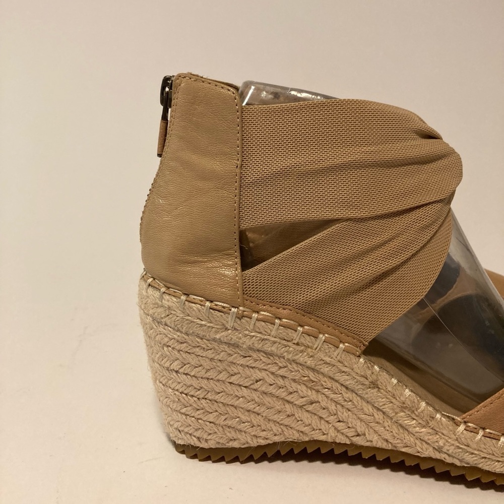 Eileen Fisher Cream Leather Ankle Fabric Strap Espadrille Wedges size 6 - Picture 3 of 16